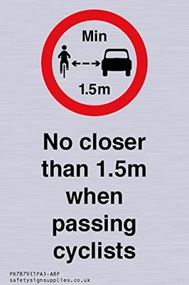 Non più vicino di 1,5 m quando si passa il segno dei ciclisti - 50 x 75 mm - A8P