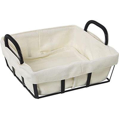 CESTA PAN C/TELA METAL NEGRO,TELA:95% ALGODÓN+5% POLIÉSTER 22X20X11CM