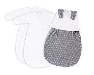 Träumeland S0100155 Babyslaapzak Liebemich 3-delige set stippen grijs, maat 68/74, meerkleurig