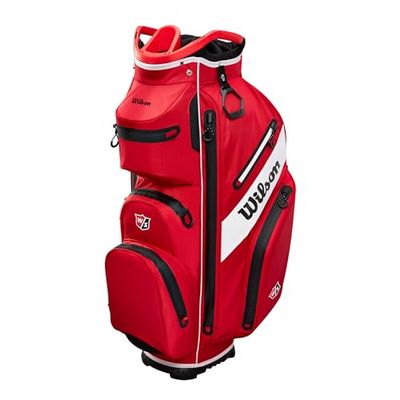 Wilson Sacca da Golf , W/S Exo Dry Cart Bag, Sacca Trolley per un Massimo di 14 Bastoni, Accessori da Golf per Uomo e Donna, Rosso/ Nero/ Bianco