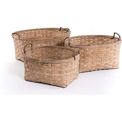 Set van 3 manden van natuurlijk Scandinavisch bamboe, 51 x 40 x 23 cm