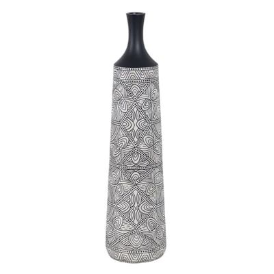 BigBuy Home Vaas wit zwart polyhars 20 x 20 x 80 cm