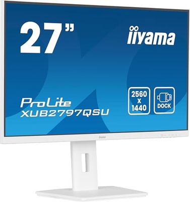 iiyama XUB2797QSU-B2 Bisel Delgado IPS LCD de 27 Pulgadas, 100 Hz, 1 ms (MPRT), 2560 x 1440, HDMI/DP, 2 USB, 2 Altavoces de 2 W, Soporte Ajustable en Altura, TCO09 y TUV-GS