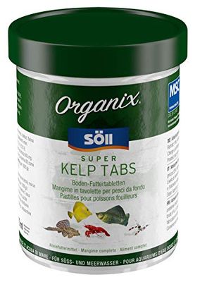 Söll Organix Super Kelp Tabs 270 ml (112 g) – Mangime per pesce/terreno con vitamine e oligoelementi per erbivori come gamberetti, gamberetti, pesci gatto e ciclidi nell'acquario
