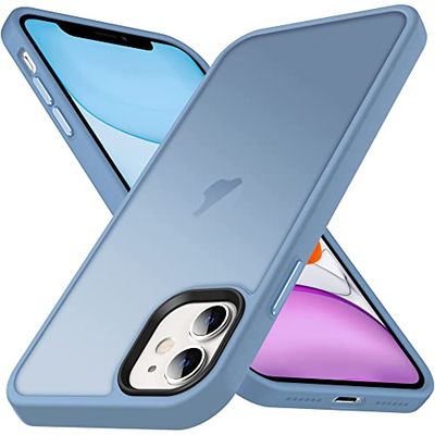 Anqrp Zero Seriesr Telefoonhoesje compatibel met iPhone 11, minimalistisch, transparant, mat, militaire kwaliteit, telefoonhoes voor iPhone 11 met vloeibare siliconen, 6,1 inch, blauw