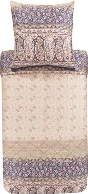 Bassetti Imperia 41 9325197 - Set di biancheria da letto in cotone makò satinato, 2 pezzi, con chiusura lampo, 240 x 220 cm, 80 x 80 cm, colore: Beige