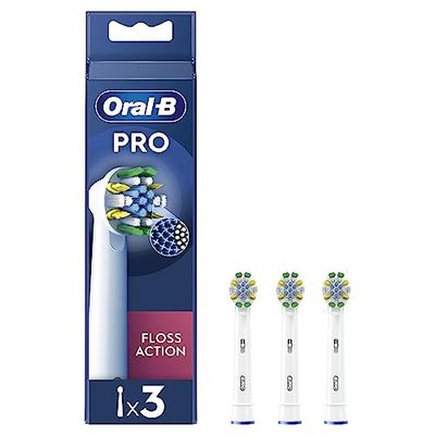 Oral-B Floss Action Testine Spazzolino Elettrico, Confezione da 3 Testine di Ricambio, per Raggiungere in Profondità gli Spazi Interdentali, Rimuove fino al 100% di Placca