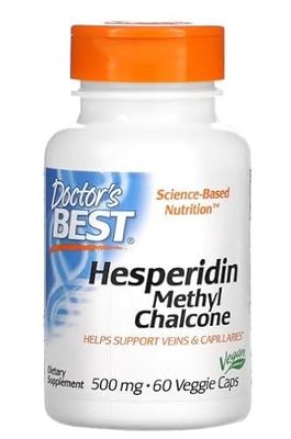 Doctor's Best Hespéridine Méthyl Chalcone 500mg - Antioxydant Puissant pour la Santé Vasculaire - 60 Capsules Végétales