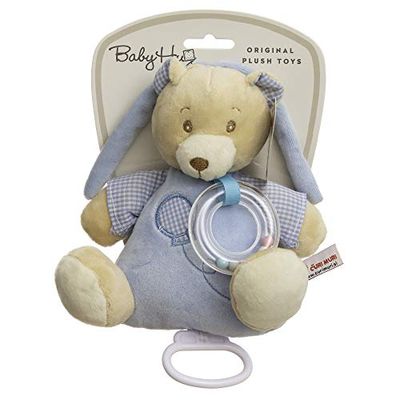 Hug Me 9890 Little Sky Blue Teddy Bear Rotle with Easy-grab Music Play 20 cm, blauw