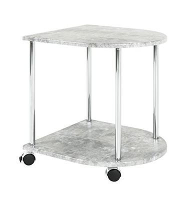 HAKU Möbel Bijzettafel op wielen betonlook, chroom, MDF, metaal - Maat: B 42 cm x H 45 cm x D 40 cm, Stijl: Modern