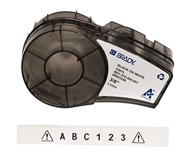 Brady Nastro in Vinile per Stampanti ii Etichette M211 e M210 - Etichette Industriali Adesive - Nero su bianco (9.53mm x 6.40m) - M21-375-595-WT