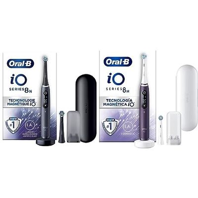 Oral-B iO 8N Cepillo de Dientes Eléctrico con Mango Recargable, 2 Cabezales y Estuche de Viaje & iO 8N Cepillo de Dientes Eléctrico con Mango Recargable, 2 Cabezales y Estuche de Viaje