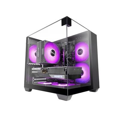 Mars Gaming MC-VISIONM, Caja Gaming Compacta MicroATX, Triple Cristal Templado, Estructura Doble Cámara, Soporte Refrigeración Líquida hasta 240mm, Minitorre PC con Amplia Capacidad Interna, Negro