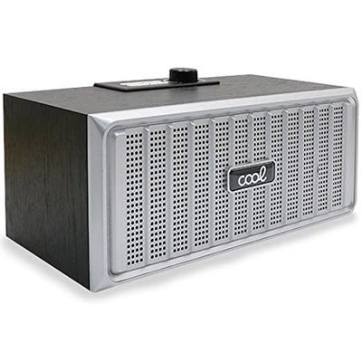 Cool Retro Altoparlante Bluetooth Legno Nero Frontale Argento 20W
