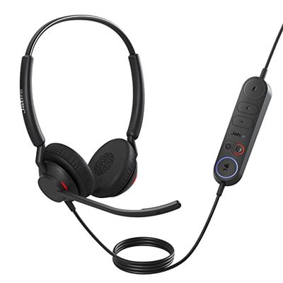 Jabra Engage 40 - Micro-casque filaire stéréo & contrôle d'appels intégré - Ultra léger, 2 micros à réduction de bruit, câble USB-A - Certifié MS Teams, fonctionne avec toutes les plateformes - Noir