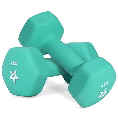 Yes4All WCZV Hex Neopreen Gewichten Halters Set Paar (1 kg tot 7 kg) - Halterset, Handgewichten Set voor Vrouwen Mannen, Home Gym Workout, 4 kg x 2, Teal