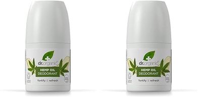 DR ORGANIC Dr Organic, Organic Hemp Oil Deodorant, Natural, Vegan, Cruelty Free, Paraben & SLS Free, Aluminium Free, For Women & Men, 50ml (Pack of 2), WHITE
