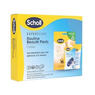 Scholl Routine Beauté Pieds - Set Includes a Nourishing Foot mask with Manuka Honey, a Nano-Glass Technology Callus Remover and a moisturising Foot Cream 75 ml