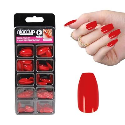 Glam Up Glam'Up - Unghie finte a forma di ballerina, colore: rosso