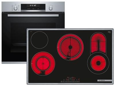 Bosch HBD672LS81 - Cocina de horno (empotrada), A, 59,4 cm, acero inoxidable, puerta abatible, pantalla LCD, autolimpieza de pirólisis, cocina eléctrica (autosuficiente), marco circunferencial