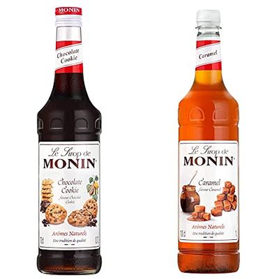 MONIN Premium Chocolate Cookie Syrup 700 ml & Premium Caramel Syrup 1 L