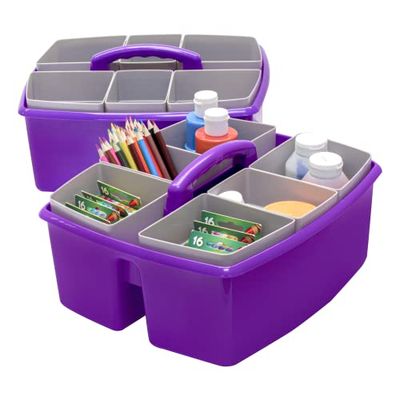 Storex Organizador grande con organizador de clasificación, 13 x 11 x 6.38 pulgadas, morado, paquete de 2 (00986U02C)