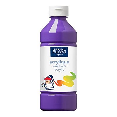 Lefranc Bourgois 188530 Acrylverf, kinderverf, gebruiksklaar, droogt watervast op, geschikt voor alle ondergronden zoals hout, papier, karton, steen, gips, metaal, plastic, 500ml fles - Violet