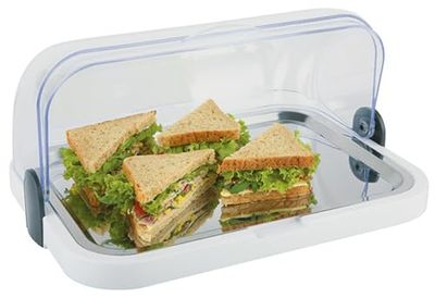 APS Buffet Showcase - Capot Transparent à enroulement Qui s'ouvre des Deux côtés, Un Bol, Un Plateau en Acier Inoxydable et Deux accumulateurs de Froid - Made in Germany