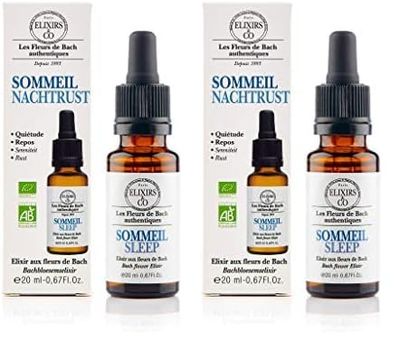 Elixirs & Co - Elixir Composé aux Fleurs de Bach Prêt à l'Emploi - Sommeil - Les Fleurs de Bach - Bien être - Vegan - Sommeil réparateur - 100% Naturel - Made in France - 20ml (Lot de 2)