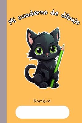 Cuaderno dibujo gato negro para niños y niñas A5 (100 hojas): Recuerdo infancia | Regalo original | Tamaño ideal para viajes