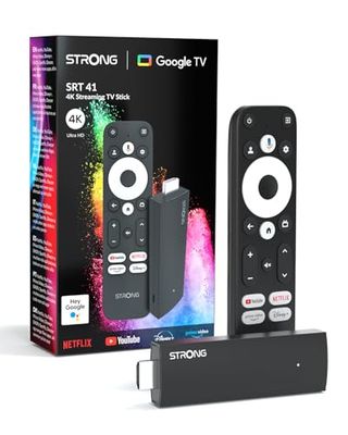 STRONG SRT41 | TV-stick | 4K UHD Stick | HDMI | Google TV | Google Play Store | Netflix | Prime Video | Disney+ | YouTube | Chromecast