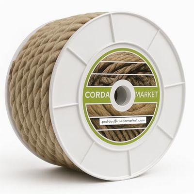 CORDAMARKET Cuerda Cáñamo Natural, Cuerda de Lino Decorativa Gruesa, Fuerte y Rústica para Escenografía Toldos Jardinería o Mudanza, Marrón, 20 mm × 15 m