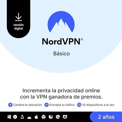 NordVPN Básico, 10 Dispositivos, 2 Años, Software VPN Premium, Código Digital