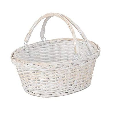 Red Hamper Wicker Shopping Basket, Brown, Small