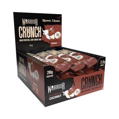 Warrior Supplements CRUNCH High Protein Bars 20g Protein Each Pack of 12x 64g, Milk Chocolate Coconut, 768 gram