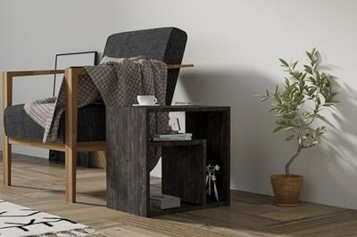 Hanah Home Élégante Table latérale, Anthracite, 50 x 50 x 29,6 cm, 100% mélamine, épaisseur 18 mm, Parfaite pour Les Salons et Les Chambres à Coucher Modernes