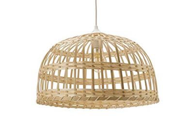 LUSSIOL Luminária Phuket, suspensão de bambu, 60 W, natural, Ø 40 x 22 cm