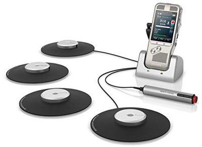 Philips DPM8900/02 - Registratore di riunioni, con dittafono digitale e 4 microfoni con superficie di confine per registrazioni audio a 360°, incl. SpeechExec Basic (abbonamento di 2 anni incluso)