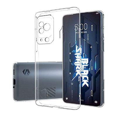 fnmisan Clear Silicone Cover per Xiaomi Black Shark 5 Pro, Cover Posteriore Ultra Sottile Morbida Ammortizzazione Antigraffio Bumper Protettiva Flessibile TPU Case Cover, Trasparente