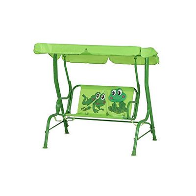 Siena Garden Kinderschommel Froggy, 75x115x118cm, frame: staal, groen, oppervlak: polyester in groen