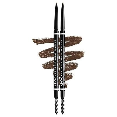 NYX Professional Makeup Crayon à Sourcils Micro Brow Pencil, Crayon Ultra-Fin Double-Embout avec Mine Rétractable et Goupillon, Lot de 2, Teinte : Brunette (06)