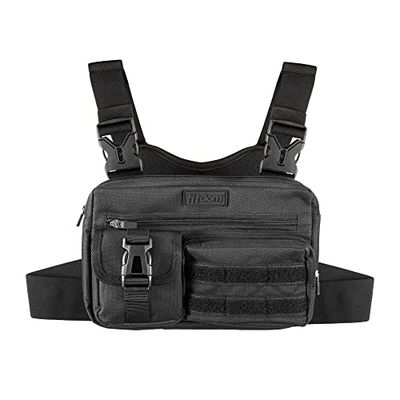 Fitdom Zaino da uomo con supporto per telefono integrato, ideale per allenamenti, ciclismo ed escursioni, nero, Small, Vestibilità: