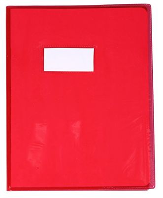Calligraphe 73003C Un Protège-Cahier Cristalux Rouge - 17x22 cm - 22/100ème avec Porte-Étiquette - PVC Transparent Lisse