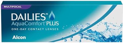 Dailies AquaComfort Plus Multifocal Lentes de contacto progresivas de reemplazo diario, Pack de 30, R 8.7 mm, D 14.0 mm, adición med -0.25 Diopt