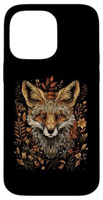 Intricate Fox Portrait With Autumn Leaves Case for iPhone 14 Pro Max