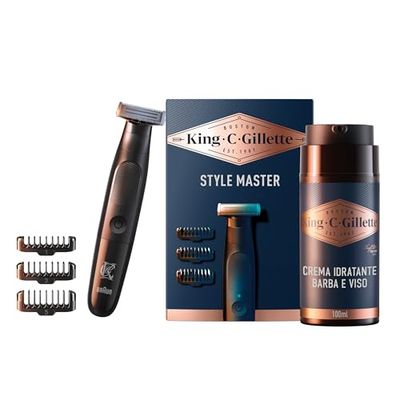 King C. Gillette Style Master, Bezprzewodowy Mężczyzna Do Regulacji, Wykończenie I Golenie Brody Z Ostrze 4D I Krem Nawilżający Broda I Twarz Z Kompleksem Witaminy B3 I B5 100 ml