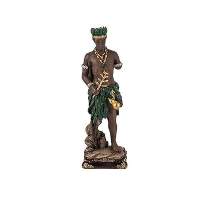 DRW Ossain Orisha-figuur van planten, genezing en wijsheid in de Santeria van hars, handbeschilderd, 20 cm