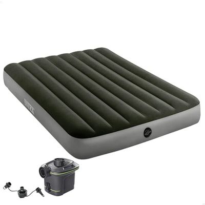 INTEX Matelas prestige downy 2 places avec gonfleur inclus Fiber-Tech