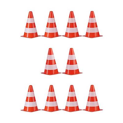 Relaxdays pylonnen set van 10, verkeerskegels, 22 cm hoog, stapelbaar, markeren, waarschuwen of afgrenzen, oranje/wit