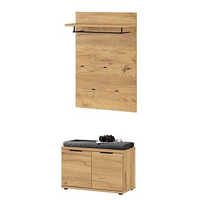 Germania 8562-243 GW-Fremont Ensemble porte-manteau 3 pièces comprenant banc à chaussures, coussin de siège et panneau porte-manteau Motif œuf marin